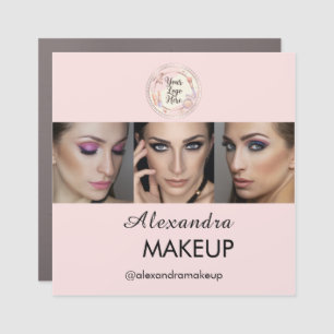 Blush Pink Script Logo QR Code Photo Makeup Car Magnet