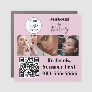 Blush Pink Script Logo QR Code Photo Makeup Car Magnet