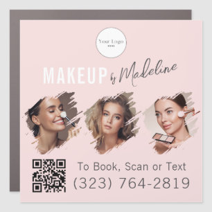 Blush Pink Script Logo QR Code Photo Makeup Car Magnet