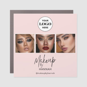 Blush Pink Script Logo QR Code Photo Makeup Car Magnet