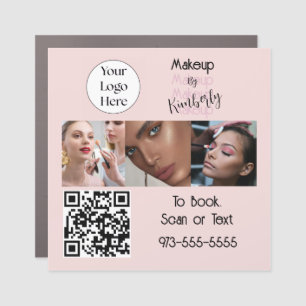 Blush Pink Script Logo QR Code Photo Makeup Car Magnet