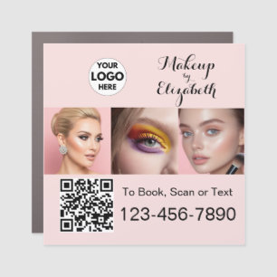 Blush Pink Script Logo QR Code Photo Makeup Car Magnet