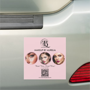 Blush Pink Script Logo QR Code Photo Makeup Car Magnet