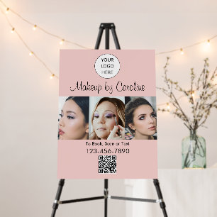 Blush Pink Script Logo QR Code Photo Makeup Foam Board