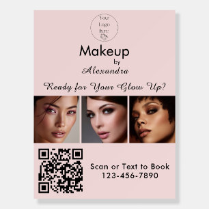 Blush Pink Script Logo QR Code Photo Makeup Foam Board