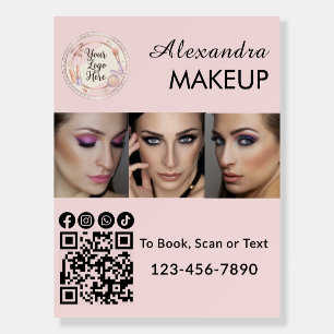 Blush Pink Script Logo QR Code Photo Makeup Foam Board