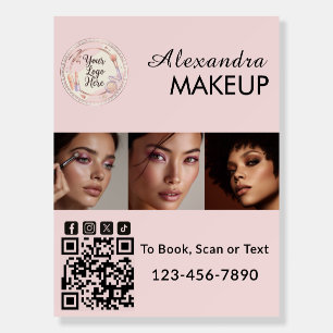 Blush Pink Script Logo QR Code Photo Makeup Foam Board