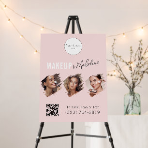 Blush Pink Script Logo QR Code Photo Makeup Foam Board