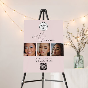 Blush Pink Script Logo QR Code Photo Makeup Foam Board