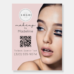 Blush Pink Script Logo QR Code Photo Makeup Foam Board