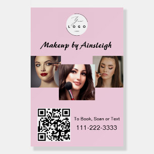 Blush Pink Script Logo QR Code Photo Makeup Foam Board
