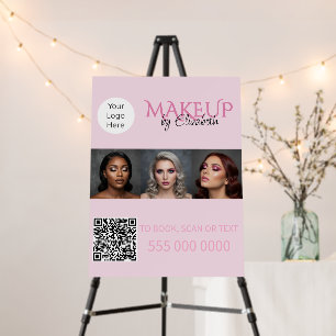 Blush Pink Script Logo QR Code Photo Makeup Foam Board