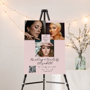 Blush Pink Script Logo QR Code Photo Makeup Foam Board