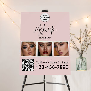 Blush Pink Script Logo QR Code Photo Makeup Foam Board