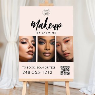 Blush Pink Script Logo QR Code Photo Makeup Foam Board