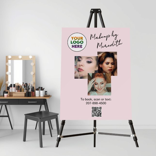 Blush Pink Script Logo QR Code Photo Makeup Foam Board (Creator Uploaded)