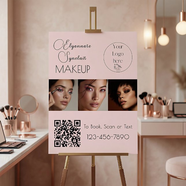 Blush Pink Script Logo QR Code Photo Makeup Foam Board (Creator Uploaded)