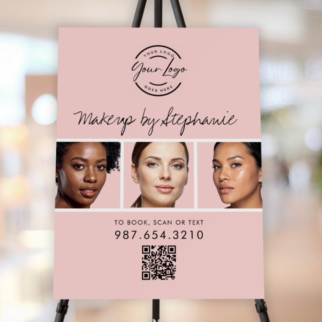 Blush Pink Script Logo QR Code Photo Makeup Foam Board (Creator Uploaded)