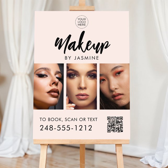 Blush Pink Script Logo QR Code Photo Makeup Foam Board (Creator Uploaded)