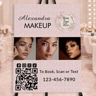 Blush Pink Script Logo QR Code Photo Makeup Foam Board