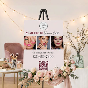 Blush Pink Script Logo QR Code Photo Makeup Foam Board