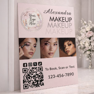 Blush Pink Script Logo QR Code Photo Makeup Foam Board