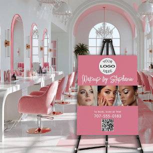Blush Pink Script Logo QR Code Photo Makeup Foam Board