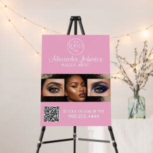 Blush Pink Script Logo QR Code Photo Makeup Foam Board