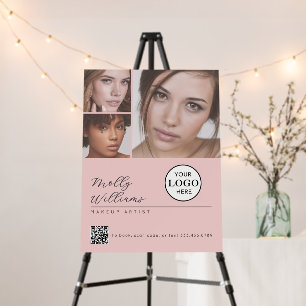 Blush Pink Script Logo QR Code Photo Makeup Foam Board