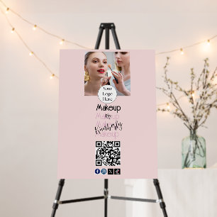 Blush Pink Script Logo QR Code Photo Makeup Foam Board
