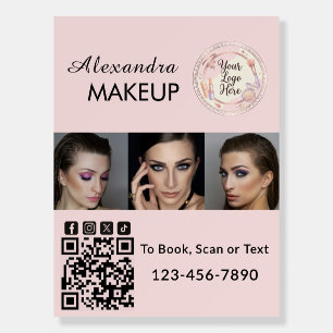 Blush Pink Script Logo QR Code Photo Makeup Foam Board