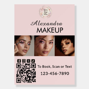 Blush Pink Script Logo QR Code Photo Makeup Foam Board