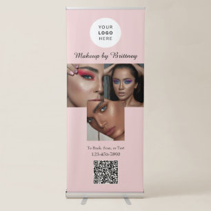 Blush Pink Script Logo QR Code Photo Makeup  Retractable Banner