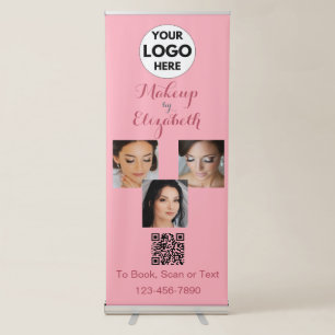 Blush Pink Script Logo QR Code Photo Makeup Retractable Banner