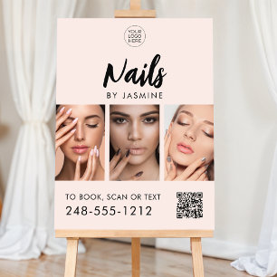 Blush Pink Script Logo QR Code Photo Nail Artist Foam Board