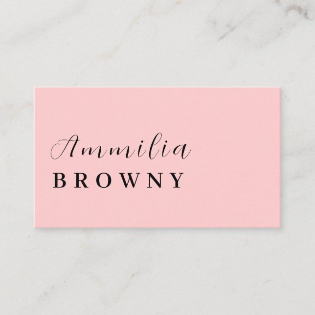 Blush Pink Script | Minimalist Modern Elegant  Business Card (Front)