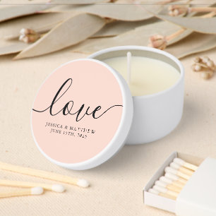 Blush Pink Script Modern Wedding Mini Candle Favors
