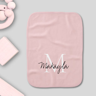 Blush Pink Script Monogram Baby Burp Cloth