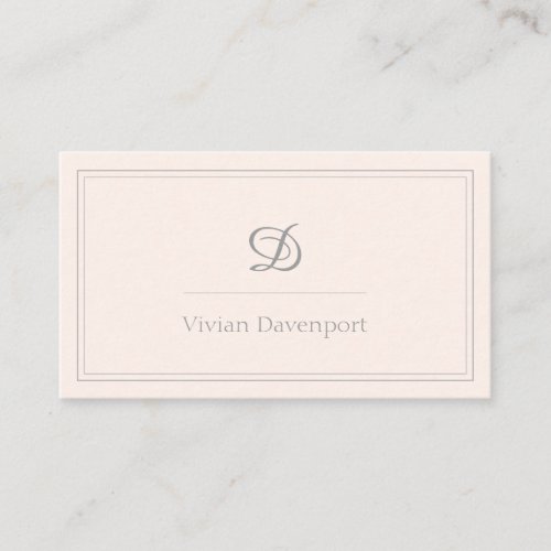 Blush Pink Script Monogram  Minimalist Business Card