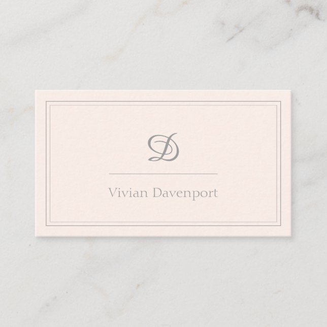 Blush Pink Script Monogram | Minimalist Business Card (Front)