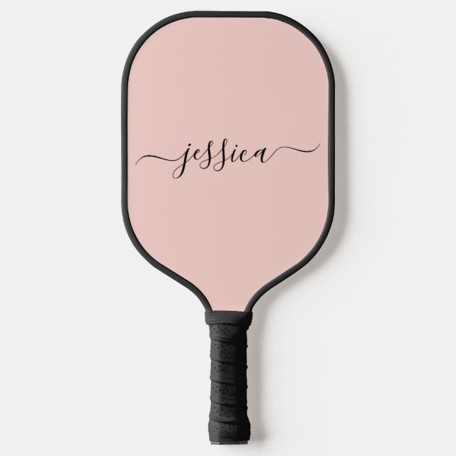 Blush pink script name pickleball paddle (Front)