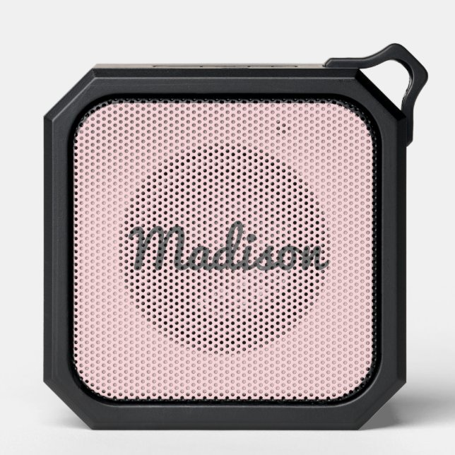 Blush Pink Script Personalized Bluetooth Speaker (Front)