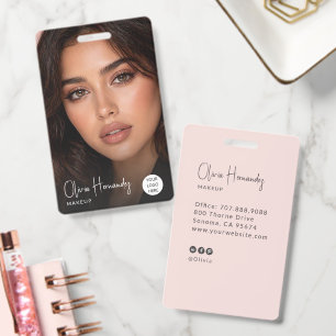 Blush Pink Script Photo Badge