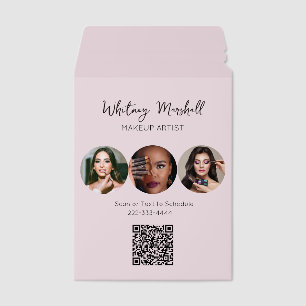 Blush Pink Script Photo Makeup Artist Envelope Mailers