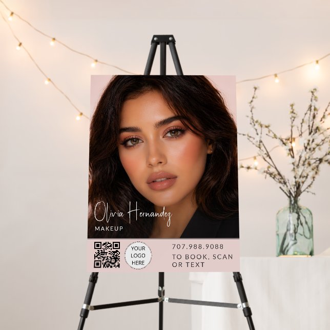 Blush Pink Script Photo Makeup Artist Foam Board (In Situ (Stand))
