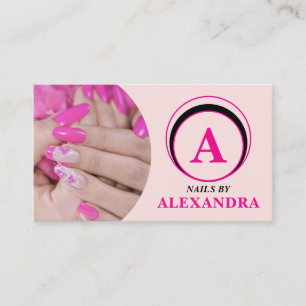 Blush Pink Script Social Icon QR Code Photo Nails Business Card