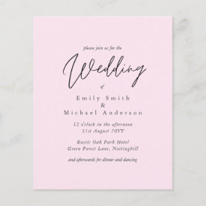 Blush Pink Script Typography only Budget Wedding