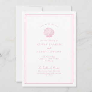 Blush Pink Seashell Coastal Wedding Invitation
