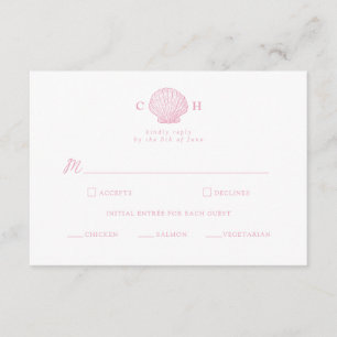 Blush Pink Seashell Coastal Wedding RSVP Enclosure Card