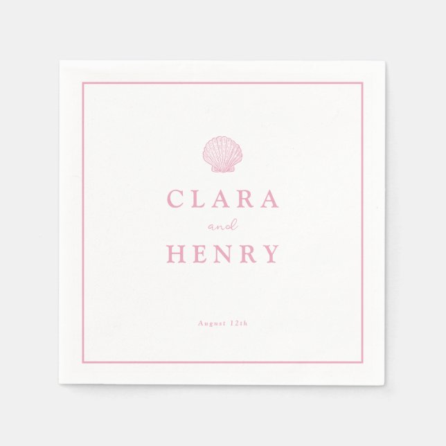 Blush Pink Seashell Wedding Napkins (Front)